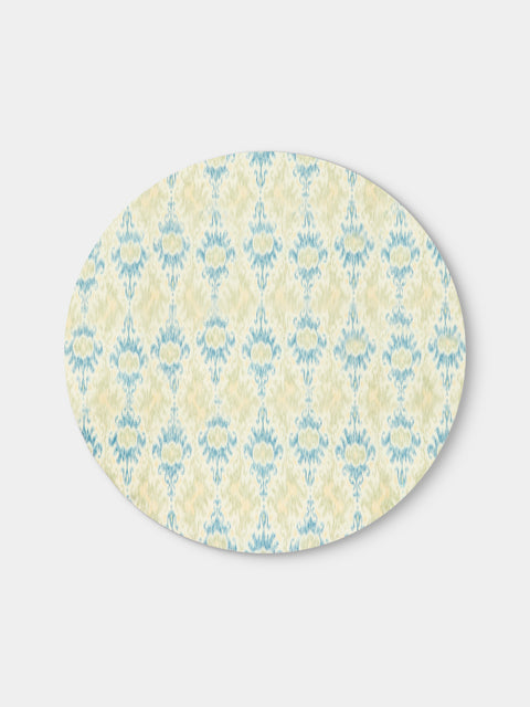 D'Ascoli - Amina Printed Linen Round Tablecloth (90.5in/2.3m) - Blue - ABASK - 