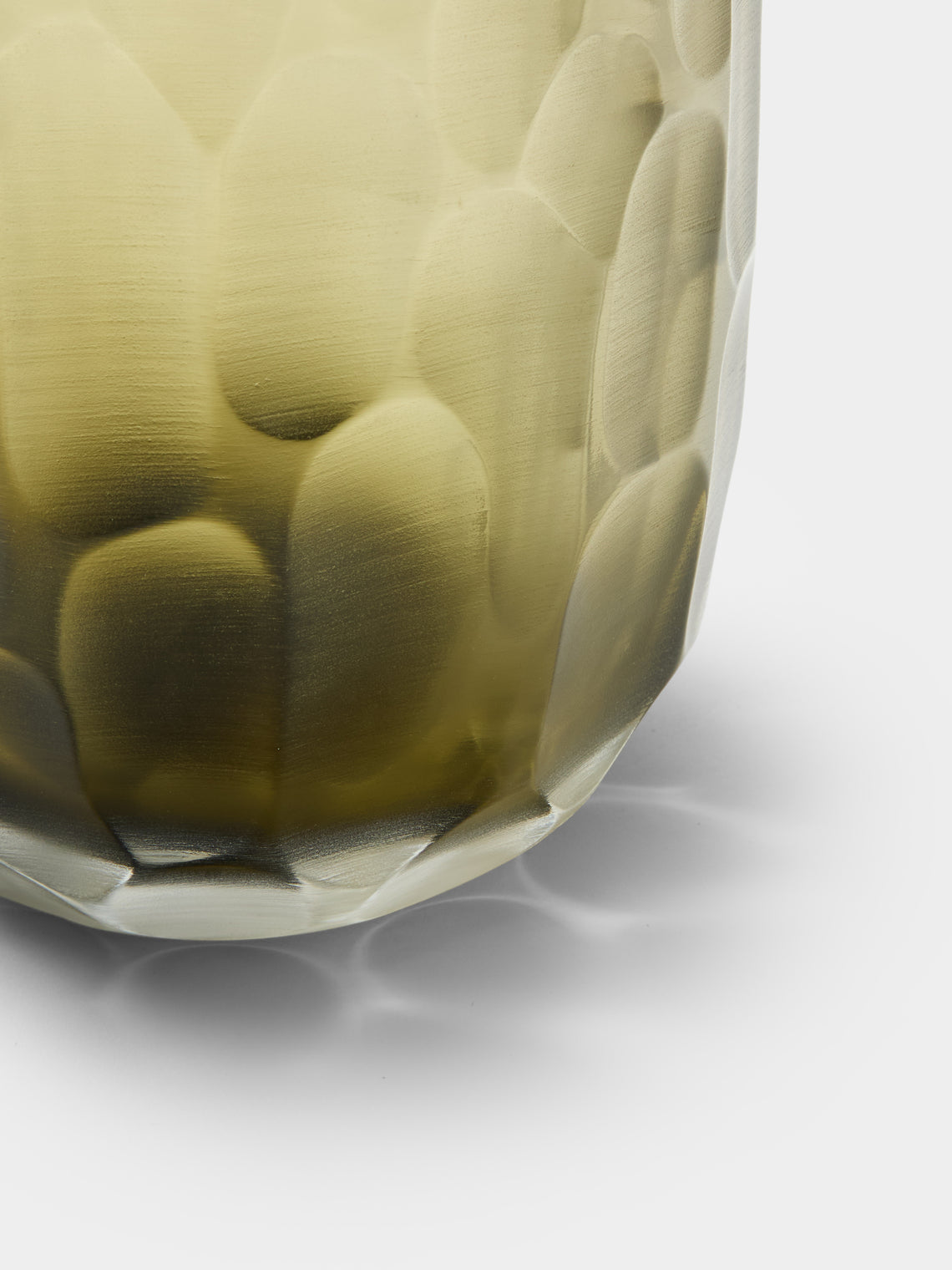 Micheluzzi Glass - Rullo Laguna Bamboo Hand-Blown Murano Glass Vase (6in/16cm) - Green - ABASK