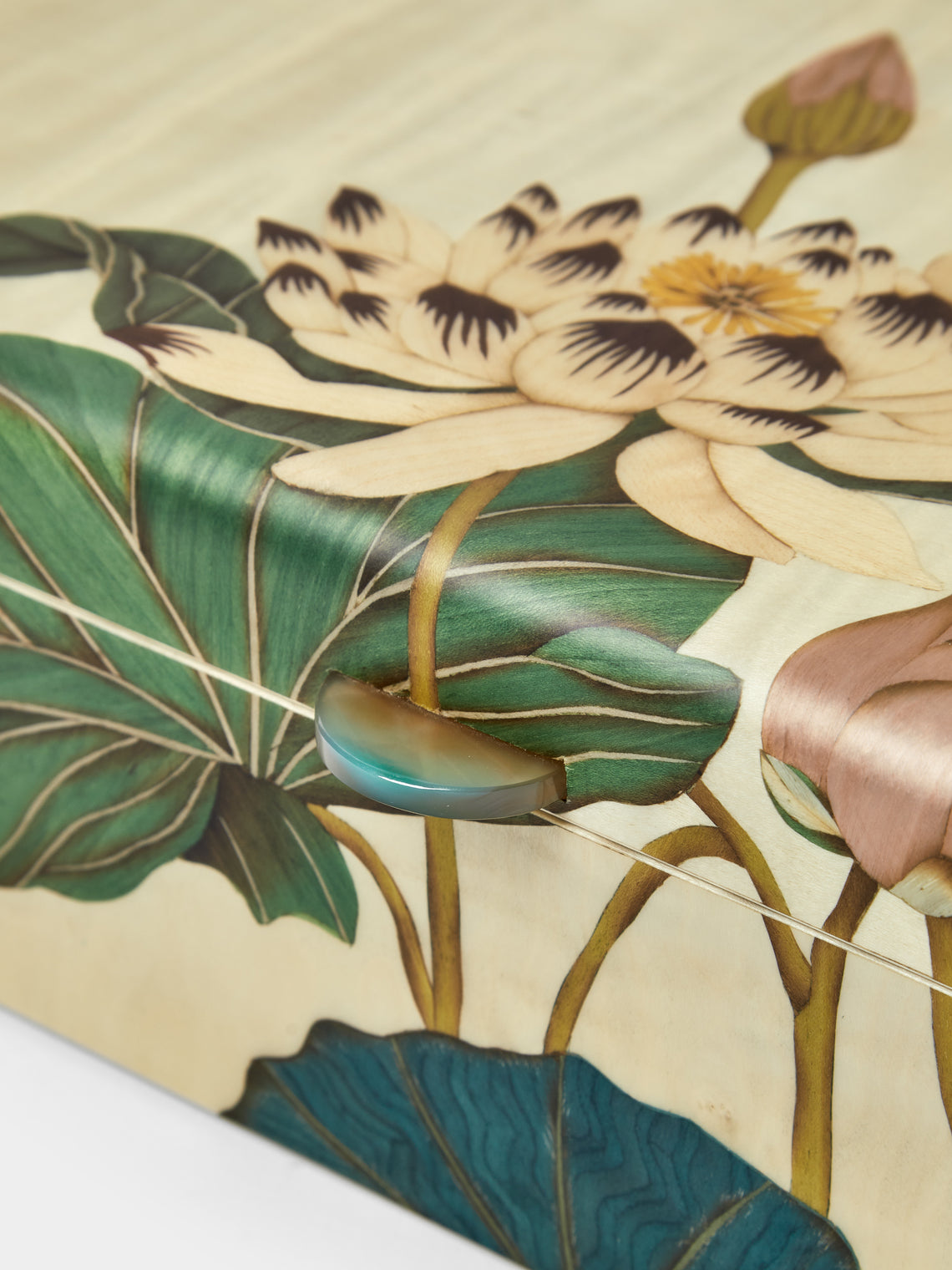 Silvia Furmanovich - Lotus Flowers Marquetry Wood Tea Box - Multiple - ABASK
