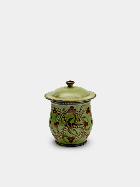 Poterie d’Évires - Flowers Hand-Painted Ceramic Mini Lidded Pot - Green - ABASK - 