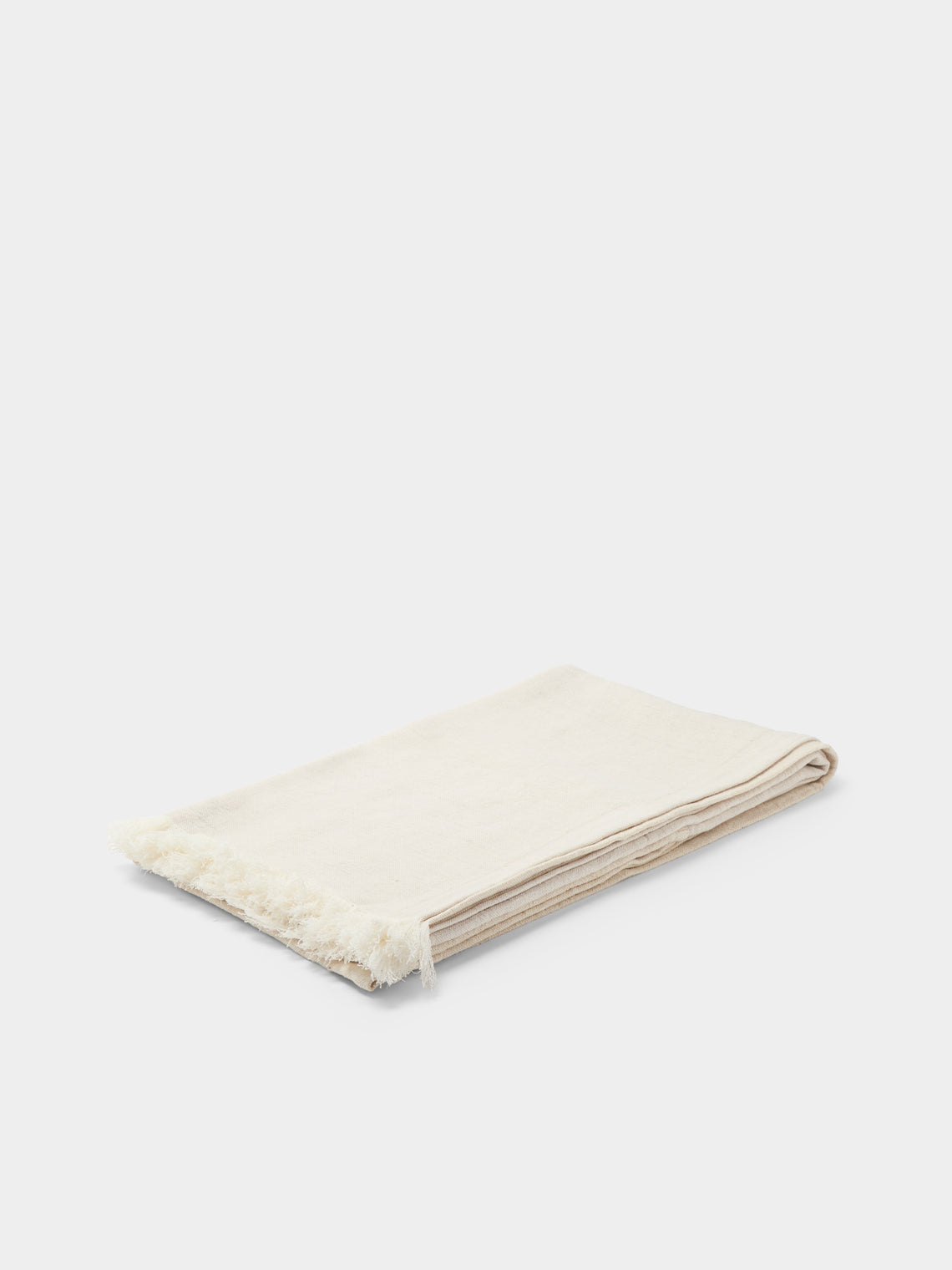de Le Cuona - Haiku Linen Paneled Throw (94.5in/2.4m) - Cream - ABASK