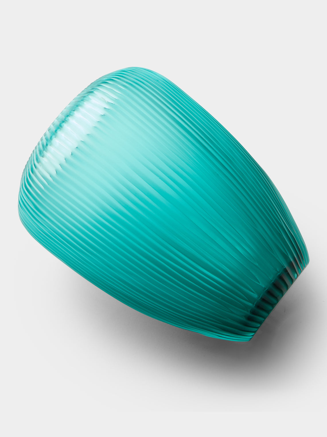 Micheluzzi Glass - Goccia Acqua Righe Hand-Blown Murano Glass Vase (9in/23cm) - Blue - ABASK