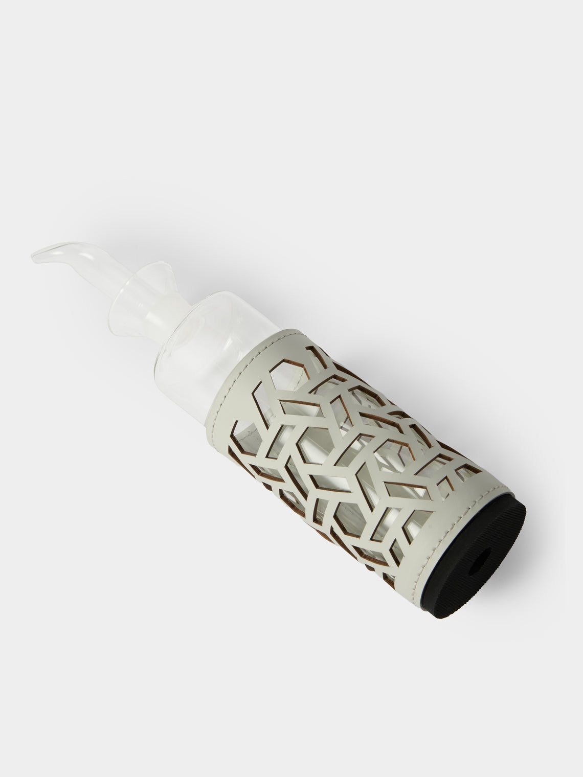 RUDI - Imperia Glass and Leather High Cruet - White - ABASK