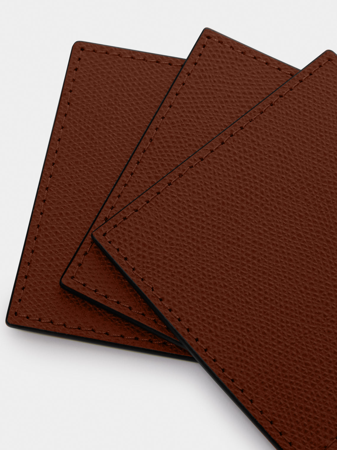 Giobagnara - Tao Leather Square Coasters (Set of 6) - Brown - ABASK