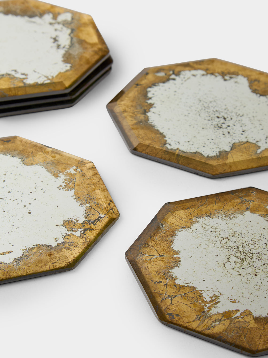 Borgo delle Tovaglie - Octo Mirrored Glass Coasters (Set of 6) - Silver - ABASK