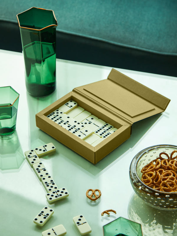 Giobagnara - Parma Leather Dominoes Set - Green - ABASK