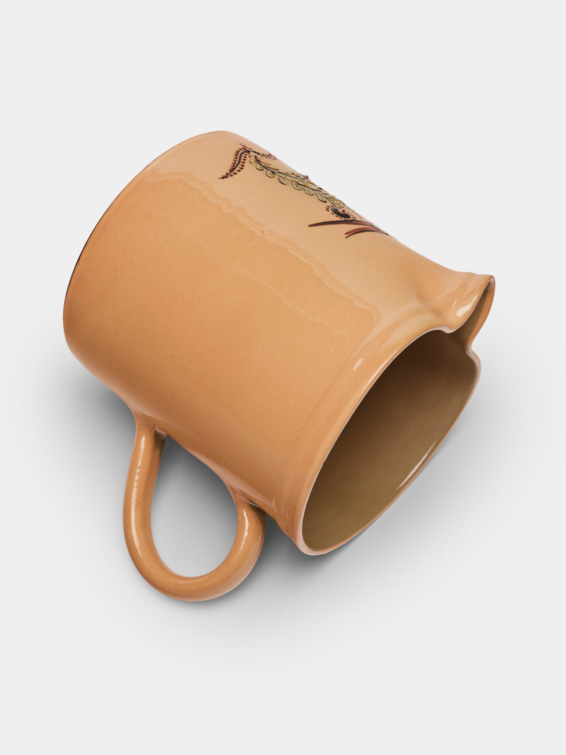 Poterie d’Évires - Birds Hand-Painted Ceramic Straight-Edge Jug (70.5oz/2L) - Cream - ABASK