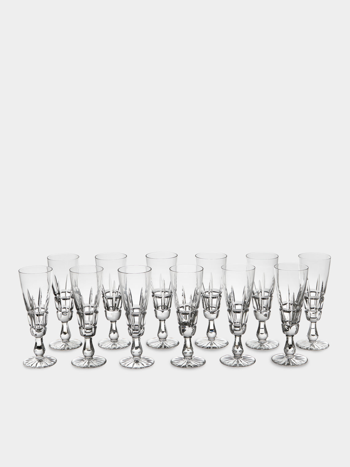 Antique and Vintage - Mid-Century Bayel Crystal Champagne Flutes (Set of 12) - Clear - ABASK