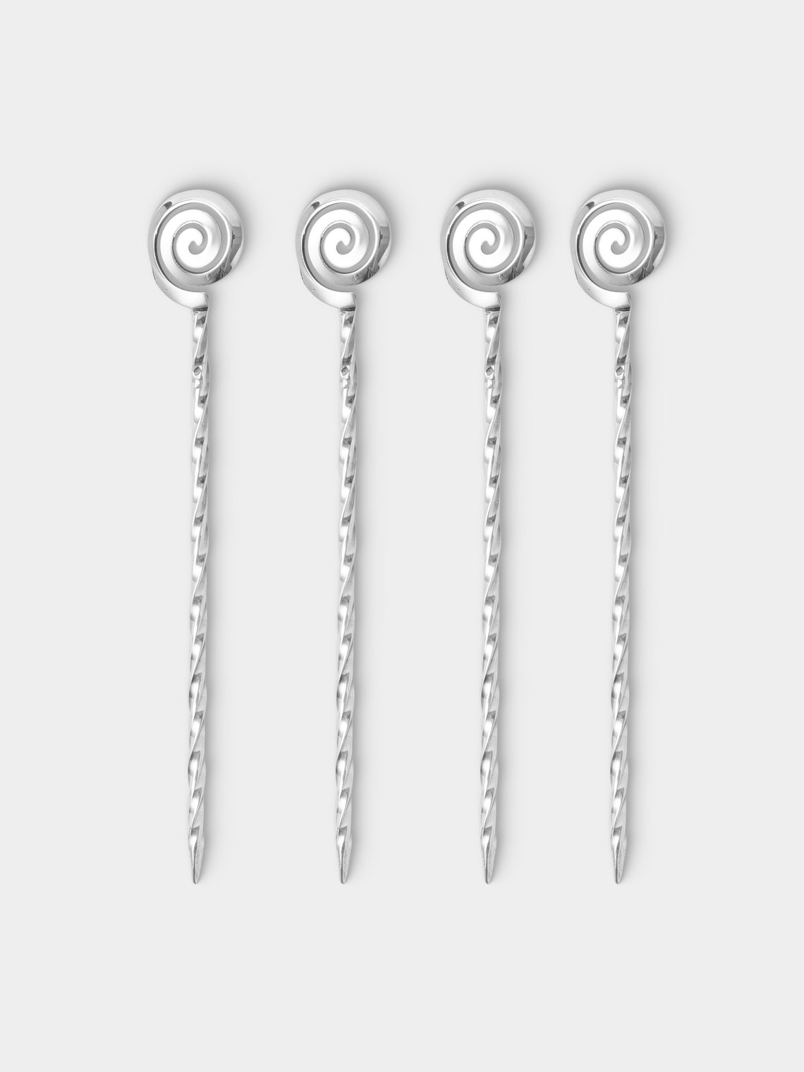 Tavares 1922 - | Set of 4 | Spiral Silver Cocktail Picks - Silver - ABASK - 