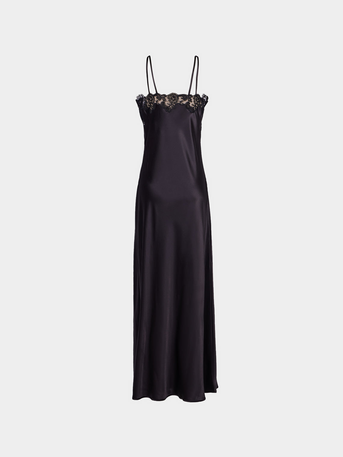 Loretta Caponi - Giadeite Silk and Lace Long Dress | Size: XS - Black - ABASK