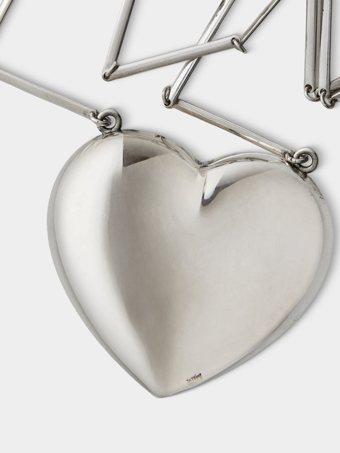 Mahnaz Collection - Vintage 1960 Hermann Siersbøl Sterling Silver Heart Pendant Necklace - Silver - ABASK