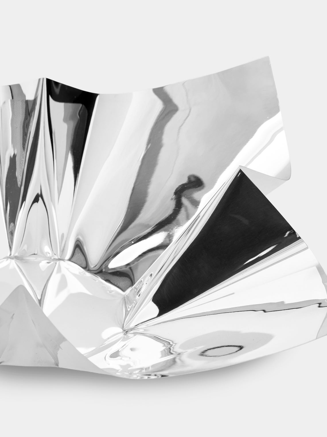 San Lorenzo - 1993 Afra and Tobia Scarpa Cartoccio Pure Silver Bowl with Tips (11in/28cm) - Silver - ABASK