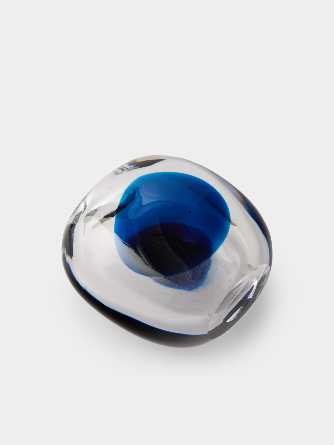 Antique and Vintage - 1970s Galliano Ferro Murano Glass Vase (6in/15cm) - Blue - ABASK