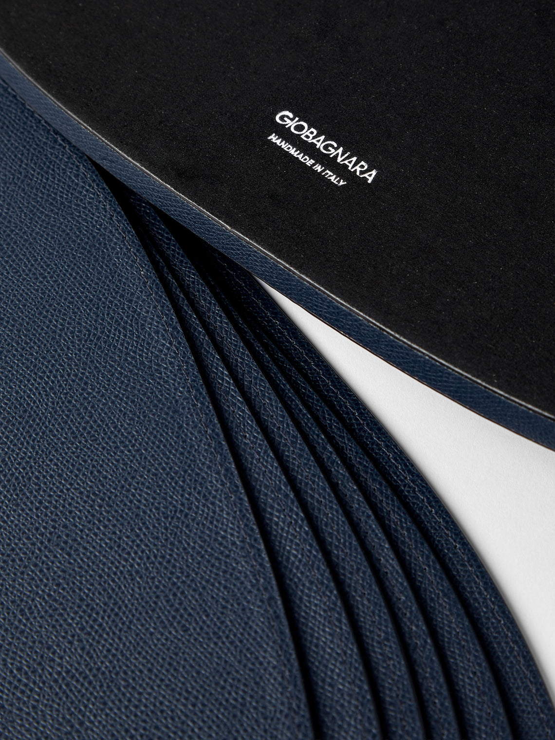 Giobagnara - David Leather Oval Reversible Placemats with Holder (Set of 6) - Blue - ABASK
