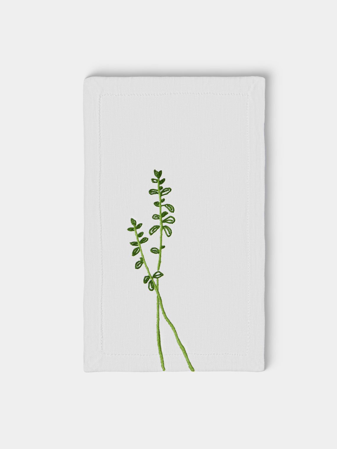 Taf Firenze - | Set of 6 | Fauna Hand-Embroidered Linen Cocktail Napkins - White - ABASK