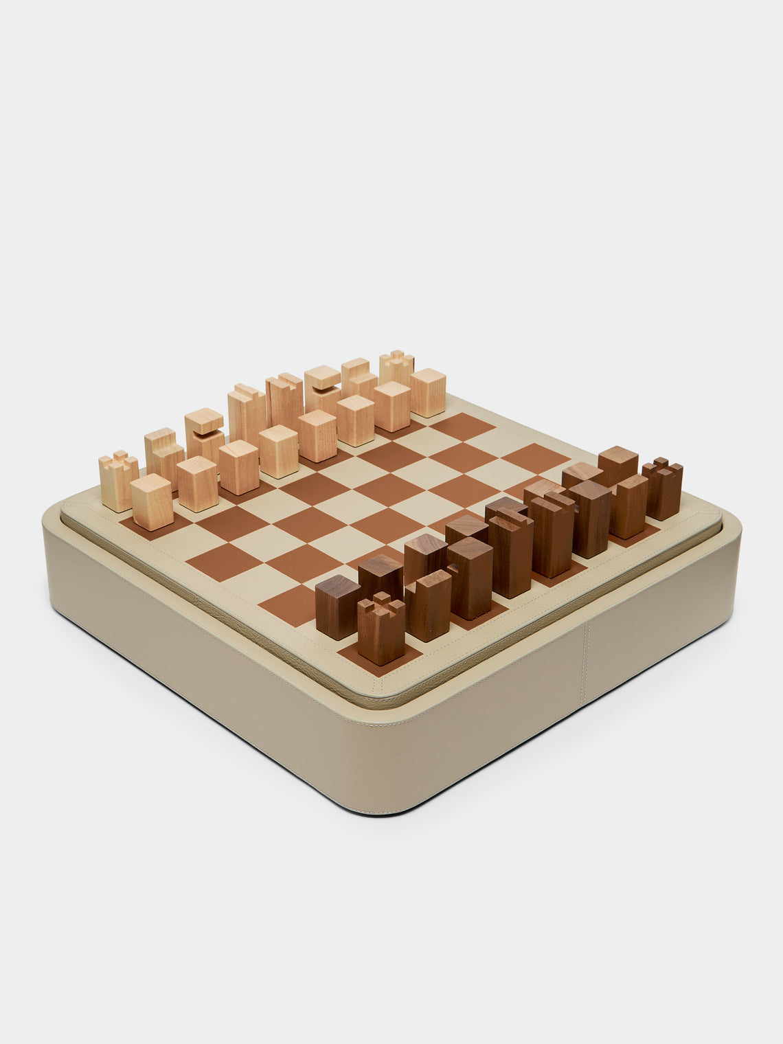 Giobagnara x Poltrona Frau - Leather Triple Checkers, Chess and Dominoes Compendium - Tan - ABASK