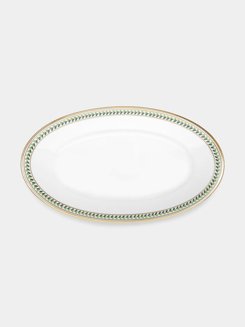 Augarten - Leafed Edge Hand-Painted Porcelain Serving Platter - White - ABASK - 