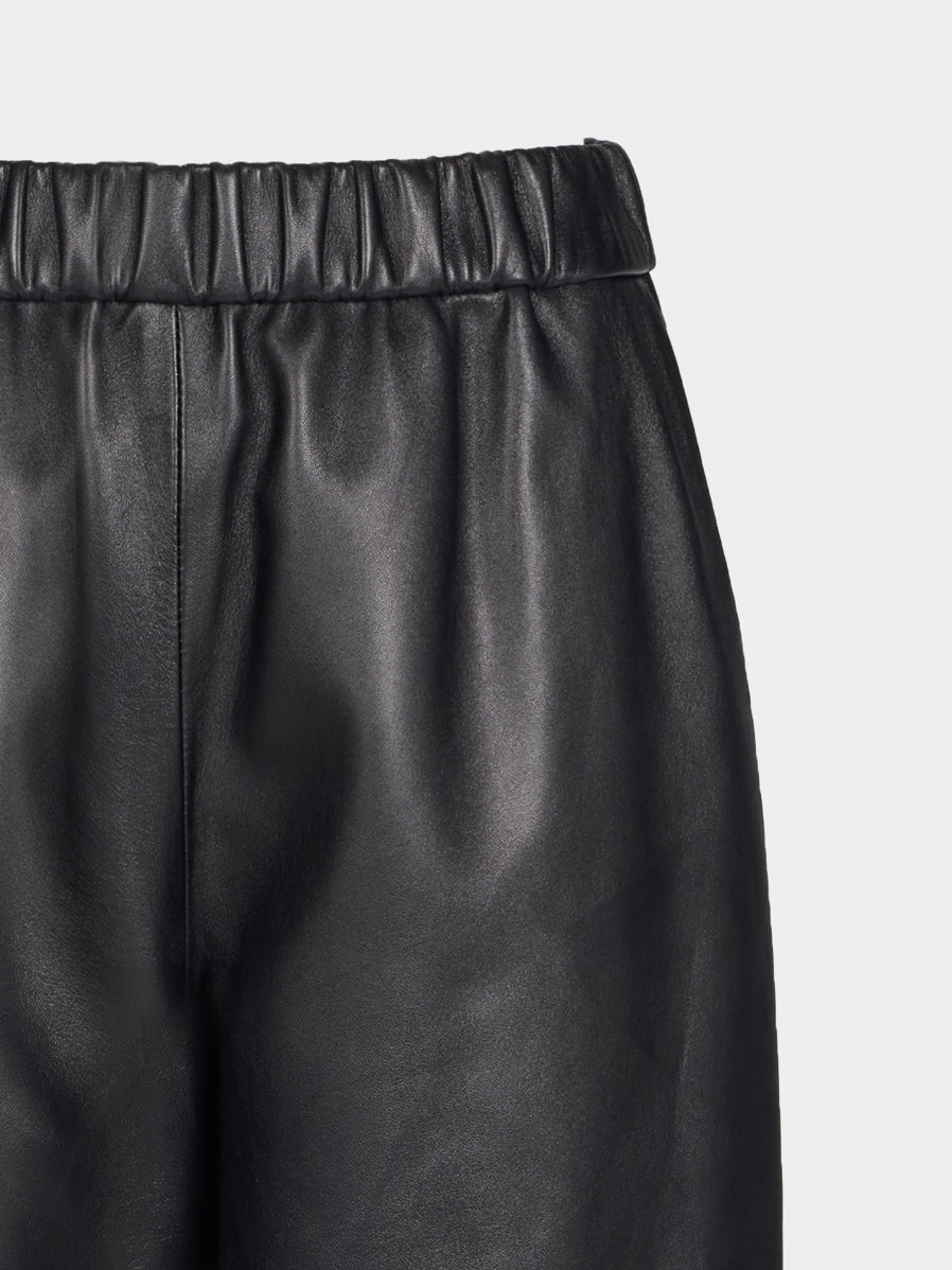 Dusan - Carrot Leather Trousers | Size: S - Navy - ABASK