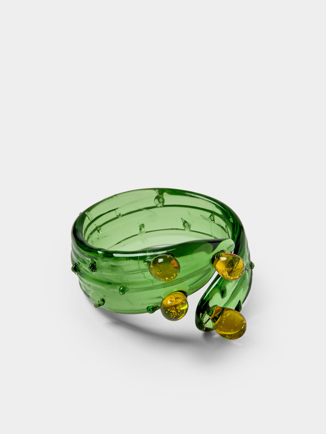 Casarialto - | Set of 6 | Cacti Hand-Blown Glass Napkin Rings - Green - ABASK