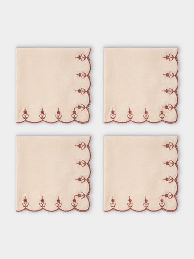 Borgo delle Tovaglie - Carlotta Embroidered Linen Napkins (Set of 4) - Ivory - ABASK - 
