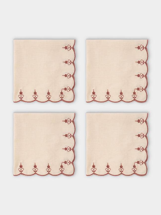 Borgo delle Tovaglie - Carlotta Embroidered Linen Napkins (Set of 4) - Ivory - ABASK - 