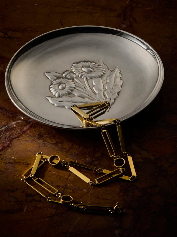 Antique and Vintage - 1950s Flower Silver-Plated Trinket Tray - Silver - ABASK