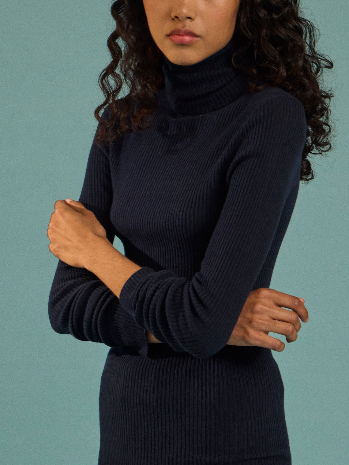 Arch4 - Izzy Baby Goat Cashmere Rollneck Top | Size: S - Navy - ABASK