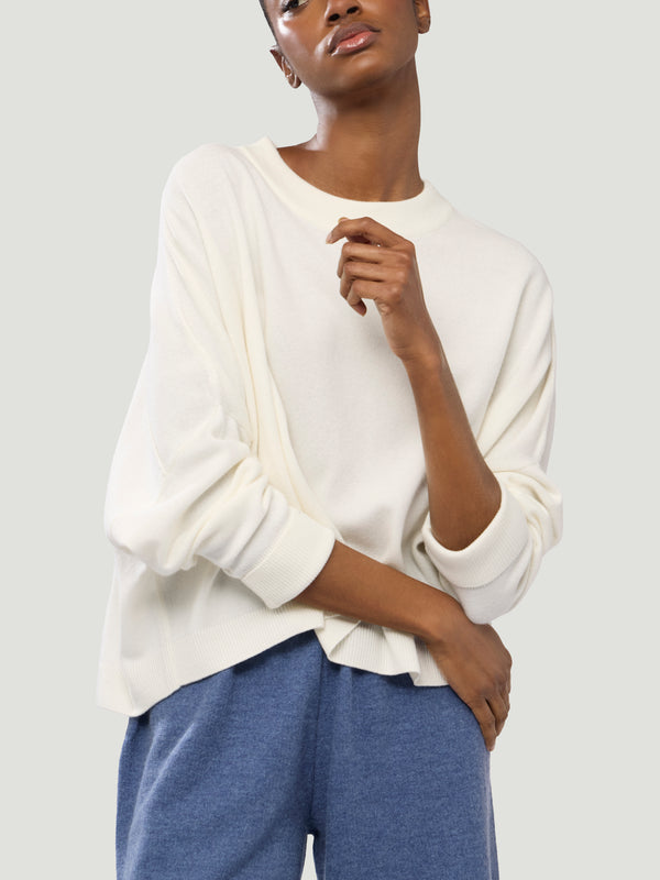 Dusan - Chunky Cashmere Sweater | Size: S - White - ABASK