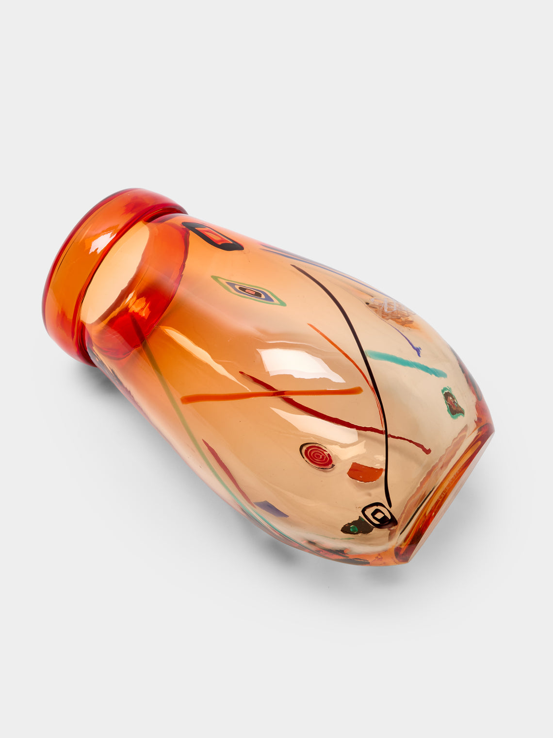 Antique and Vintage - 1980s Carlo Moretti Murano Glass Vase (14.5in/37cm) - Orange - ABASK