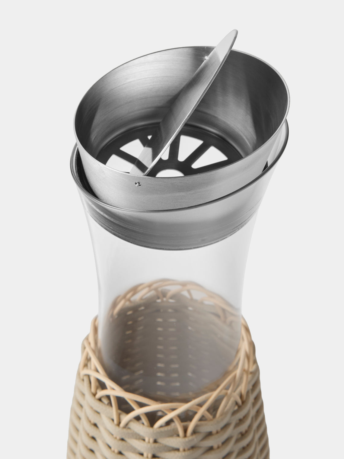 Pigment France - Dijon Leather and Rattan Carafe with Pourer - Cream - ABASK