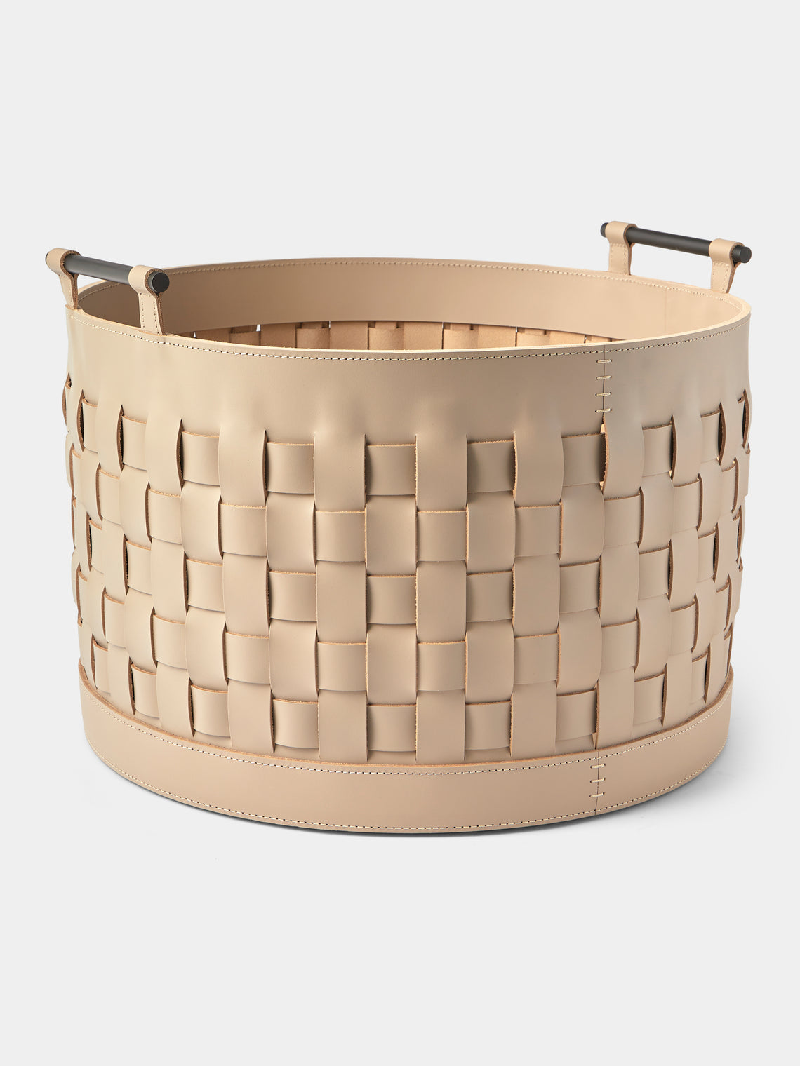 Rabitti 1969 - Ravenna Leather Round Tall Basket - Cream - ABASK