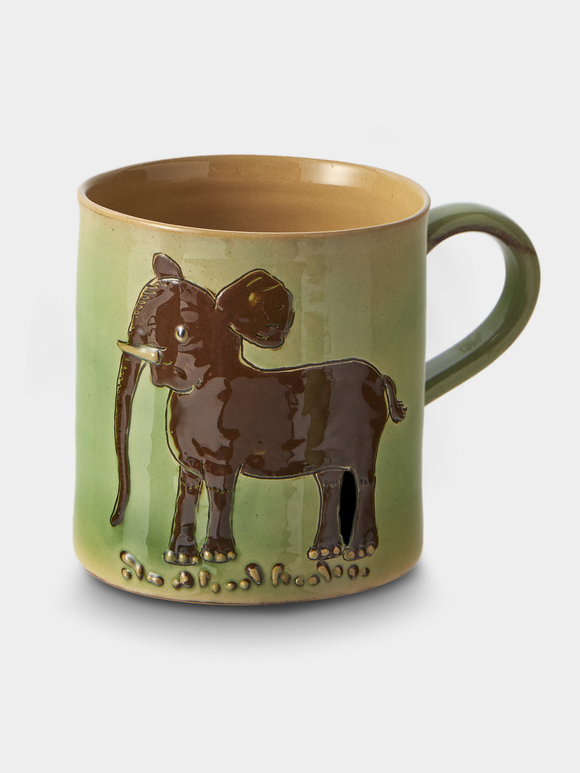 Poterie d’Évires - Animals Hand-Painted Ceramic Mugs (Set of 4) - Green - ABASK