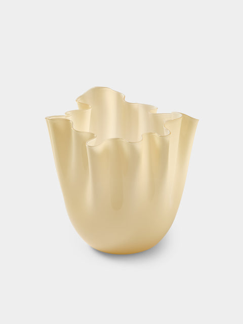 Venini - Fazzoletto Hand-Blown Murano Glass Vase (9.5in/24cm) - Yellow - ABASK - 