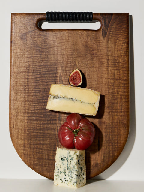 Lucas Castex - Hand-Carved Wood Serving Board with Leather Handles - Brown - ABASK