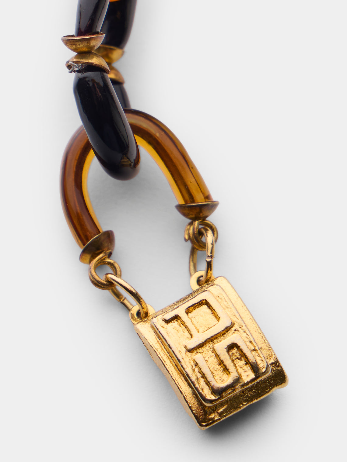 Mahnaz Collection - Vintage 1960s Archimede Seguso Murano Glass, Rhinestone and Gilt Brass Necklace - Brown - ABASK