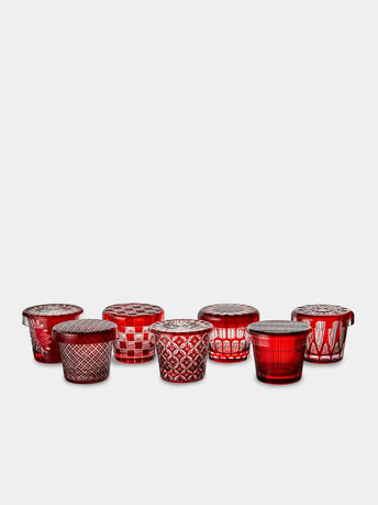 Hirota Glass - Edo Kiroko Hand-Cut Lidded Glass Collection - Red - ABASK - 