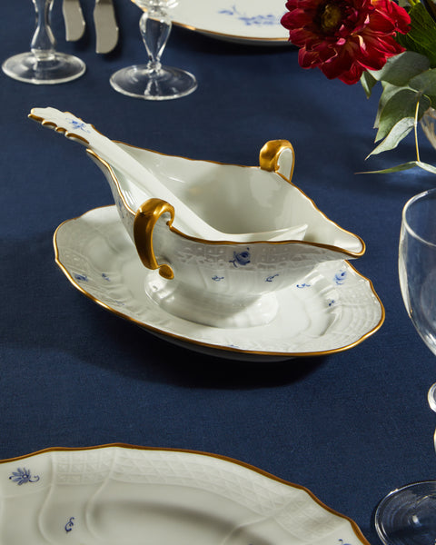 1960s Lorenz Hutschenreuther Hand-Painted Porcelain Sauce Boat with Spoon