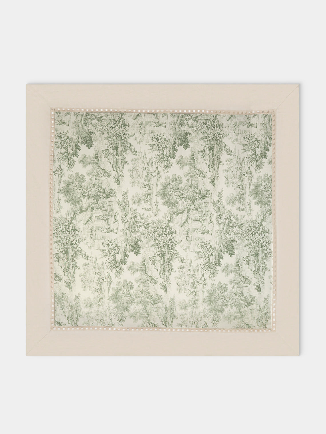 Borgo delle Tovaglie - Riviera Toile de Jouy Linen Square Tablecloth - Green - ABASK