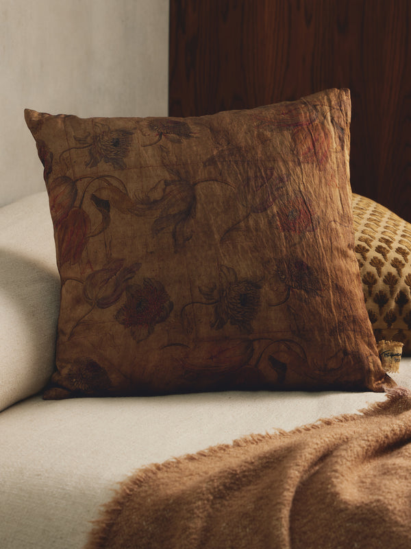 The House of Lyria - Abdia Cotton-Blend Cushion (19.5in/50cm) - Brown - ABASK