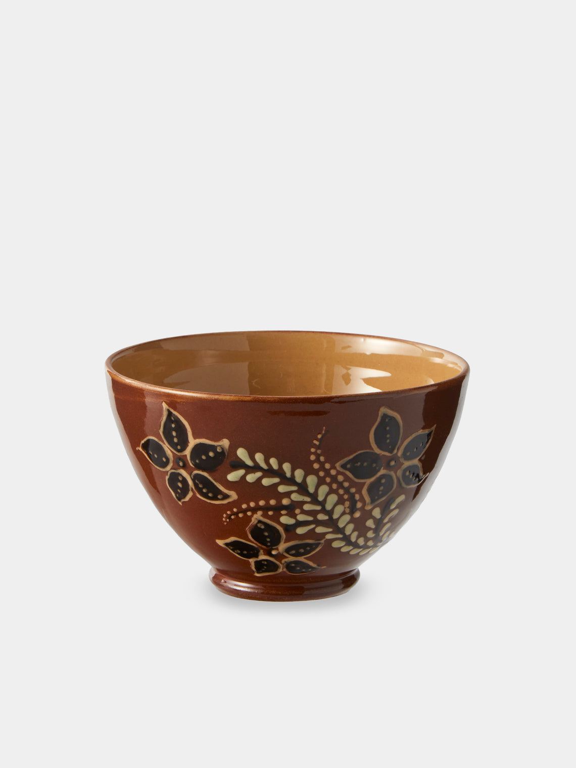 Poterie d’Évires - Flowers and Cows Hand-Painted Ceramic Small Bowls (Set of 4) - Green - ABASK