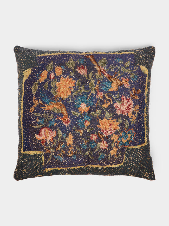 By Walid - 19th-Century Needlepoint Wool Floral Cushion -  - ABASK - 