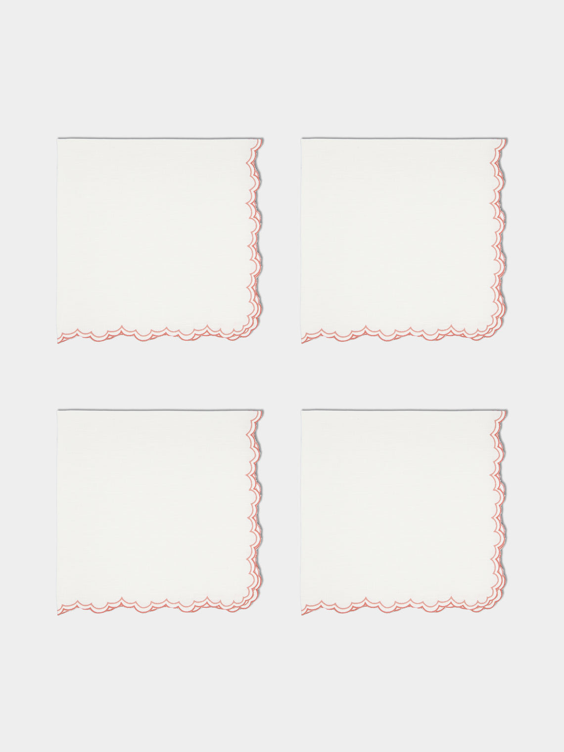Los Encajeros - Escamas Embroidered Linen Napkins (Set of 4) -  - ABASK