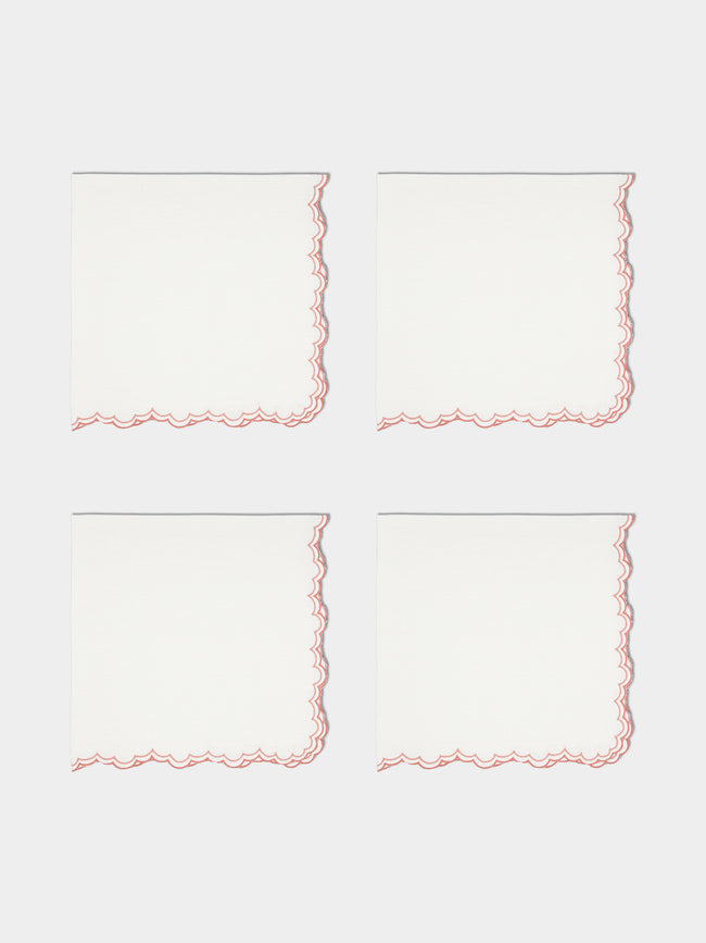 Los Encajeros - Escamas Embroidered Linen Napkins (Set of 4) -  - ABASK