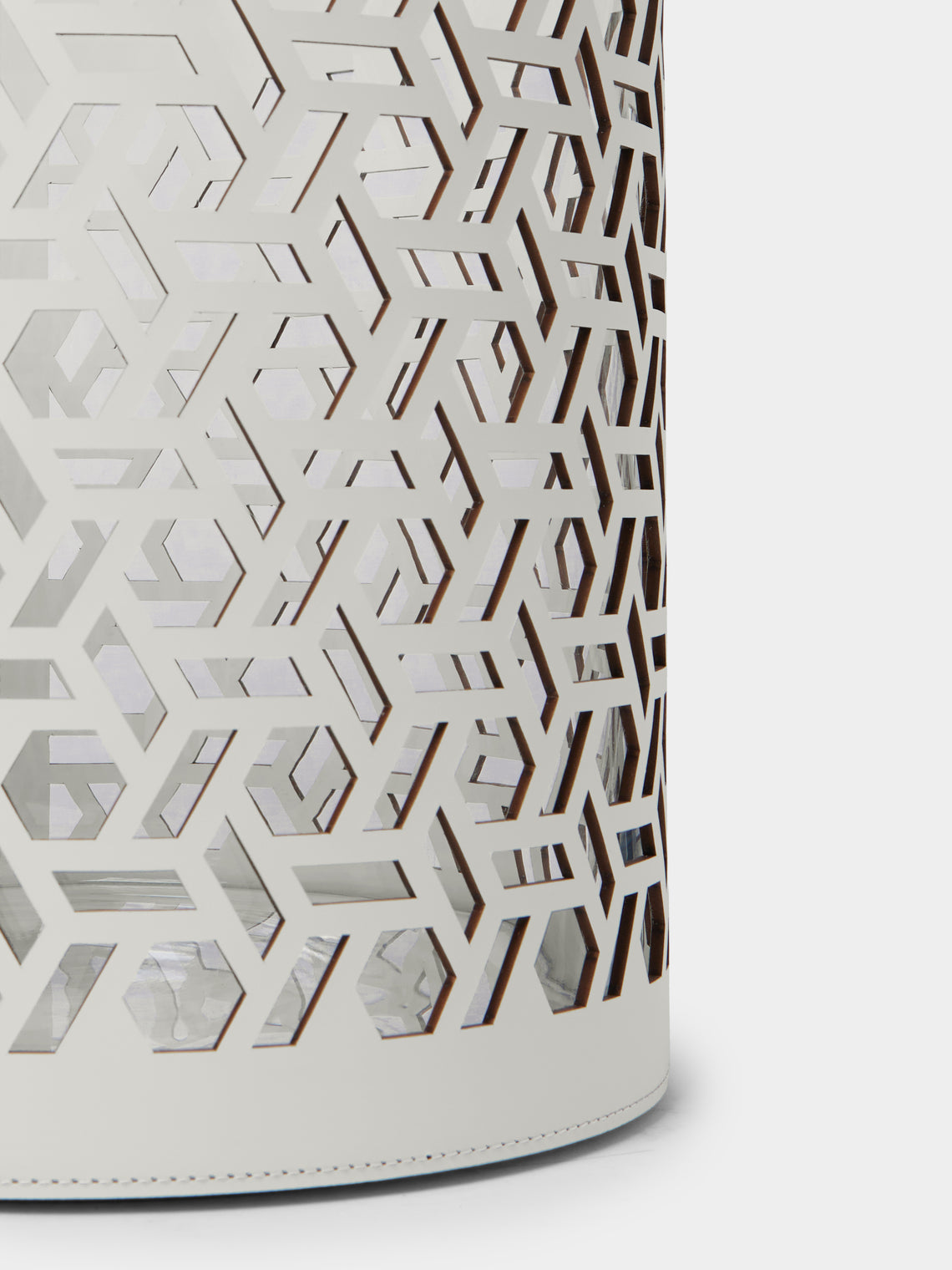 RUDI - Atmosphere Glass and Leather Large Candle Holder - White - ABASK