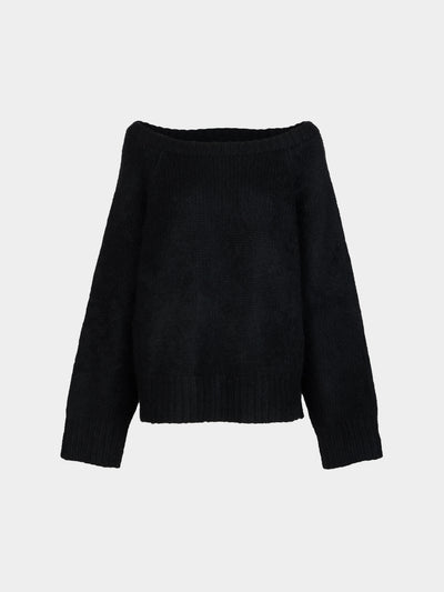 Ryan Roche - Cloud Cashmere and Silk Oversized Boat-Neck Sweater | Size: M - Black - ABASK - 