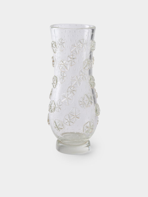 Antique and Vintage - 1940s Barovier Stellato Glass Vase (15in/38cm) - Clear - ABASK - 