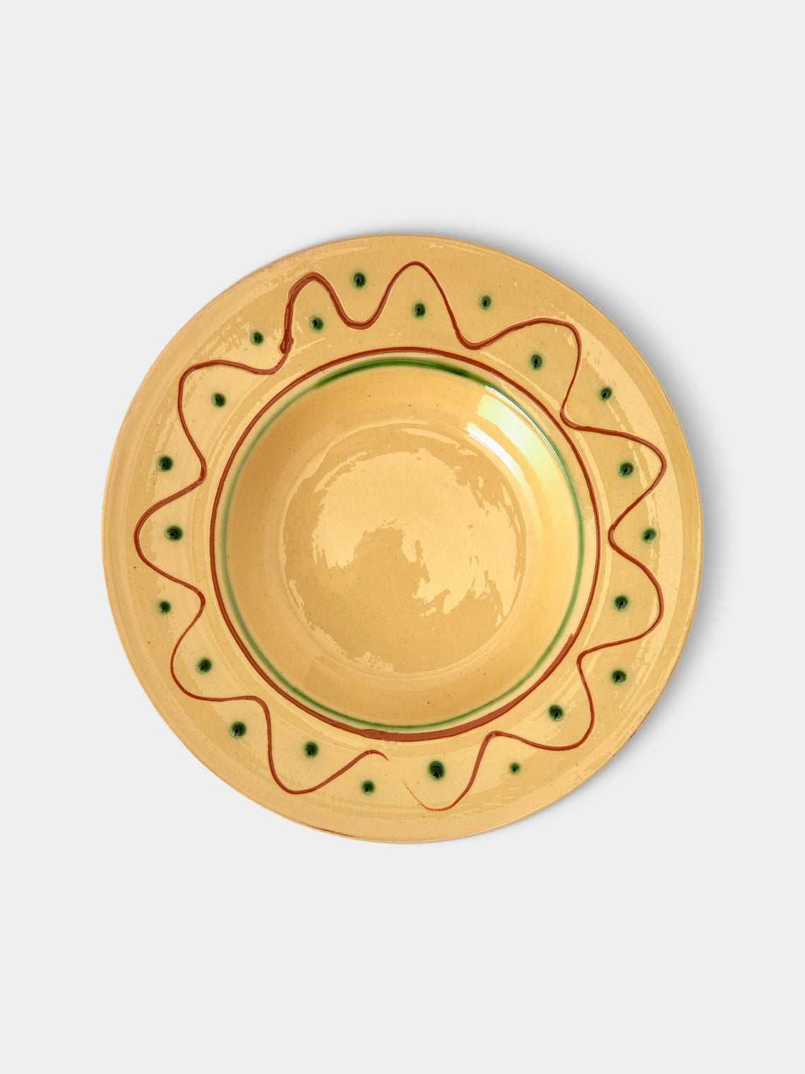 Poterie de Cliousclat - Hand-Painted Slipware Pasta Bowls (Set of 4) - Beige - ABASK