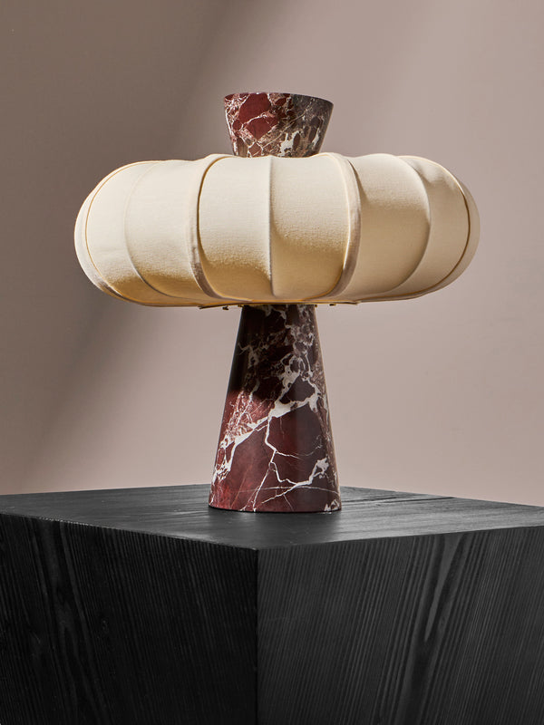 Zavadski - Andorra Art Deco Stone and Fabric Table Lamp - Red - ABASK