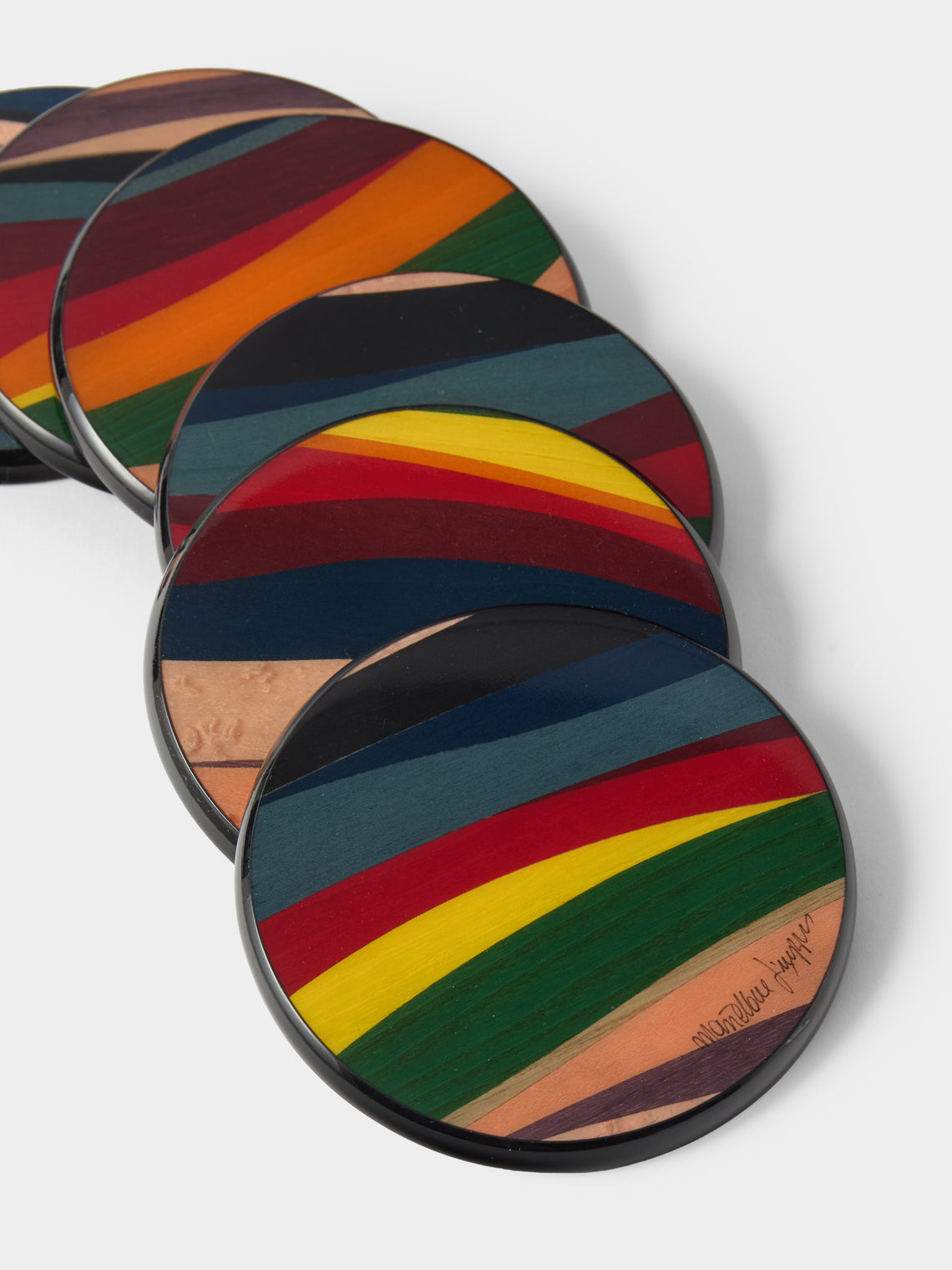 Mastellone Giuseppe - Wood Inlay Coasters (Set of 6) - Multiple - ABASK