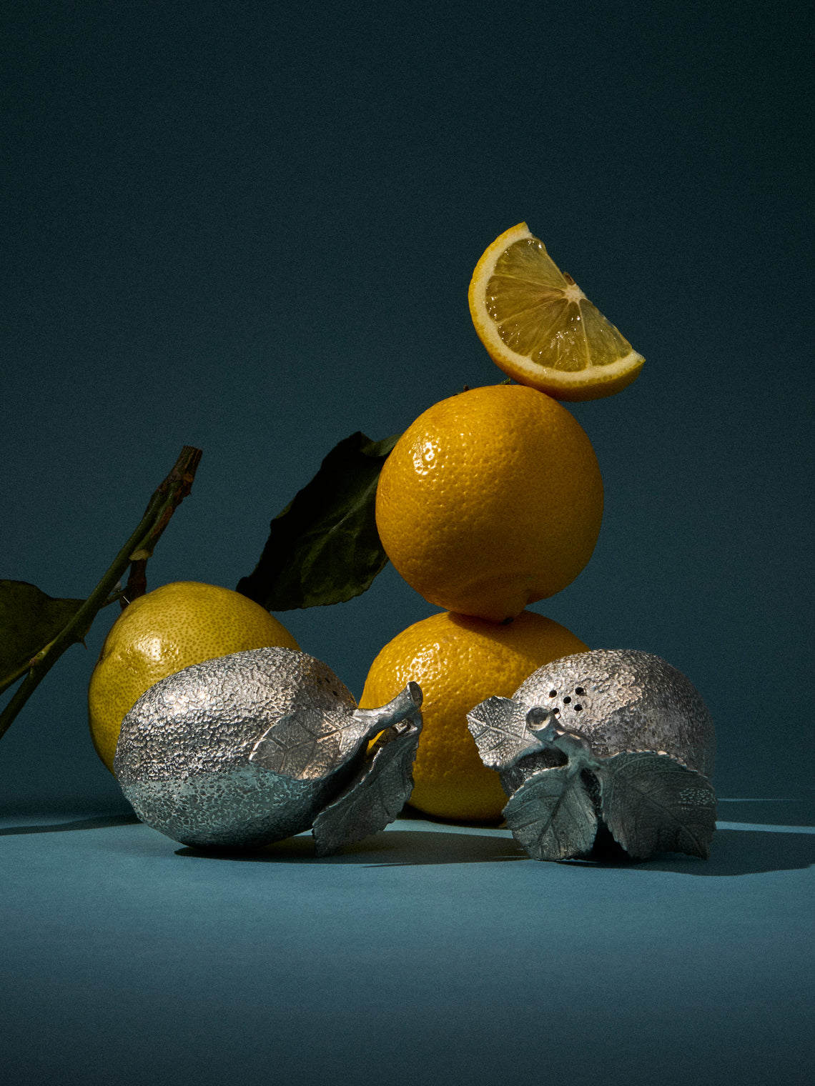 Au Bain Marie - | Set of 2 | Lemon Pewter Salt and Pepper Shakers - Silver - ABASK